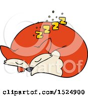Clipart Of A Cartoon Fox Sleeping Royalty Free Vector Illustration by lineartestpilot