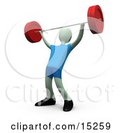Strong Man Lifting Heavy Barbell Weights Above His Head In A Fitness Gym Clipart Illustration Image