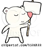 Poster, Art Print Of Happy Cartoon Polar Bear With Sign