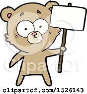 Poster, Art Print Of Cartoon Bear With Protest Sign