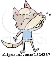 Howling Cartoon Wolf Wearing Clothes