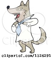 Cartoon Office Wolf Getting Dressed