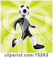 Soccer Player Person With A Soccer Ball Head Running