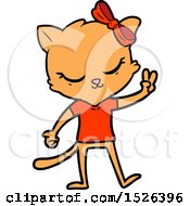 Poster, Art Print Of Cute Cartoon Cat With Bow