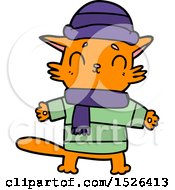 Poster, Art Print Of Cartoon Cat In Winter Clothes