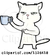 Poster, Art Print Of Cartoon Cat Needing A Refill Of Coffee