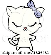 Poster, Art Print Of Cute Cartoon Cat With Bow