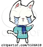 Crying Cartoon Cat Wearing Winter Clothes