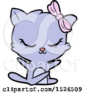 Poster, Art Print Of Cute Cartoon Cat With Bow