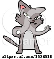 Happy Cartoon Cat Waving