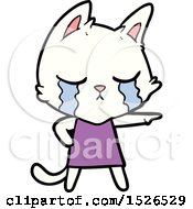 Poster, Art Print Of Crying Cartoon Cat In Dress Pointing