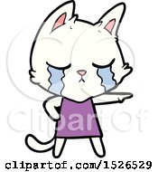 Crying Cartoon Cat In Dress Pointing