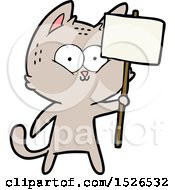 Poster, Art Print Of Cartoon Cat With Placard