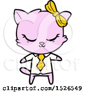 Poster, Art Print Of Cute Cartoon Business Cat With Bow