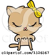 Poster, Art Print Of Cute Cartoon Cat With Bow