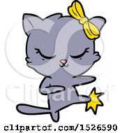 Poster, Art Print Of Cute Cartoon Cat With Bow