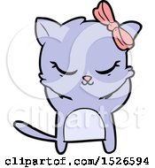 Poster, Art Print Of Cute Cartoon Cat With Bow