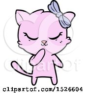 Poster, Art Print Of Cute Cartoon Cat With Bow