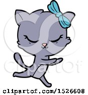 Poster, Art Print Of Cute Cartoon Cat With Bow