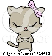 Poster, Art Print Of Cute Cartoon Cat With Bow