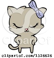 Poster, Art Print Of Cute Cartoon Cat With Bow