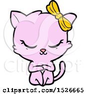 Poster, Art Print Of Cute Cartoon Cat With Bow