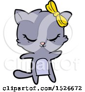 Poster, Art Print Of Cute Cartoon Cat With Bow