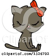 Poster, Art Print Of Cute Cartoon Cat With Bow