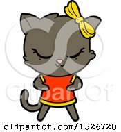 Poster, Art Print Of Cute Cartoon Cat With Bow