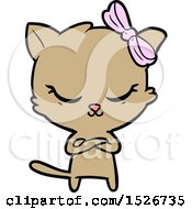 Cute Cartoon Cat With Bow