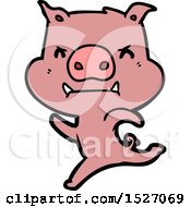 Poster, Art Print Of Angry Cartoon Pig Charging