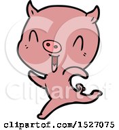 Poster, Art Print Of Happy Cartoon Pig Running