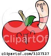 Cartoon Worm In Happy Apple