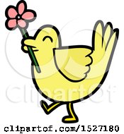 Poster, Art Print Of Cartoon Bird With Flower