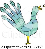 Cartoon Crowing Peacock by lineartestpilot