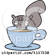 Cartoon Squirrel Drinking Tea