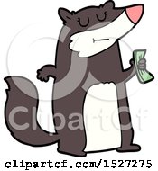 Cartoon Badger Holding Cash