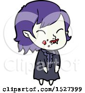 Poster, Art Print Of Cartoon Vampire Girl With Blood On Cheek