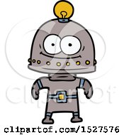 Poster, Art Print Of Happy Carton Robot With Light Bulb