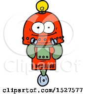 Poster, Art Print Of Happy Carton Robot With Light Bulb
