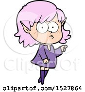 Cartoon Elf Girl Pointing
