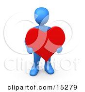 Blue Person Holding A Big Read Heart Clipart Illustration Image by 3poD