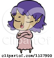 Poster, Art Print Of Pretty Cartoon Elf Girl With Corssed Arms