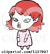 Poster, Art Print Of Cartoon Elf Girl With Pointy Ears