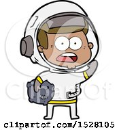 Cartoon Surprised Astronaut Holding Moon Rock