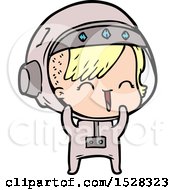 Cartoon Laughing Astronaut Girl