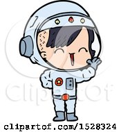 Poster, Art Print Of Cartoon Happy Astronaut Girl Waving