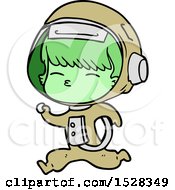 Cartoon Curious Running Astronaut