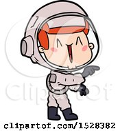 Happy Cartoon Astronaut Pointing