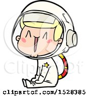 Poster, Art Print Of Happy Cartoon Astronaut Sitting